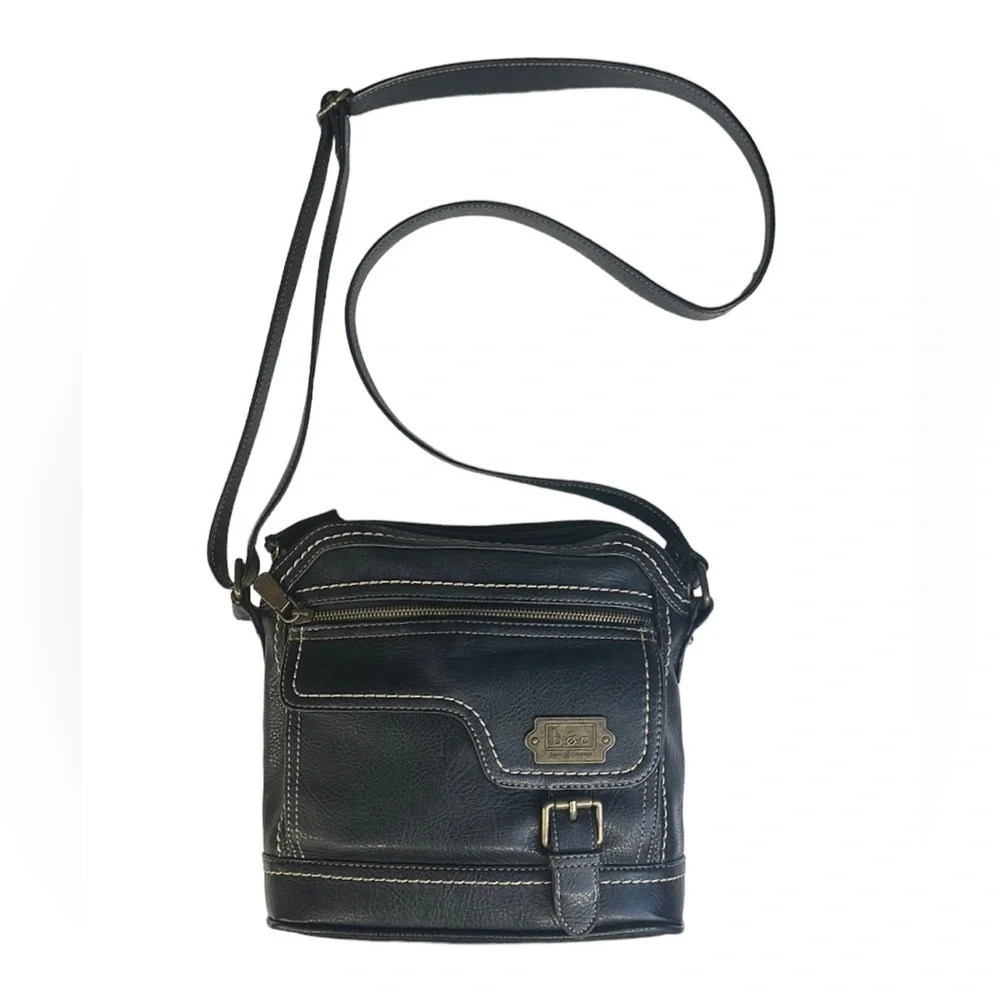 BOC Born Concepts Black Brown Faux Leather Front Buckle Cross Body Purse 11